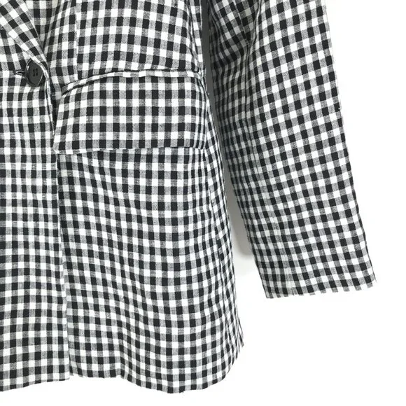 Reformation Rae Gingham Check Double Breasted Blazer Women's Small Linen Career